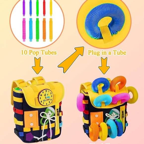 Toddlers with Buckles and Zippers, Montessori Sensory Toys, LearningActivity1Bag - Picture 3 of 11